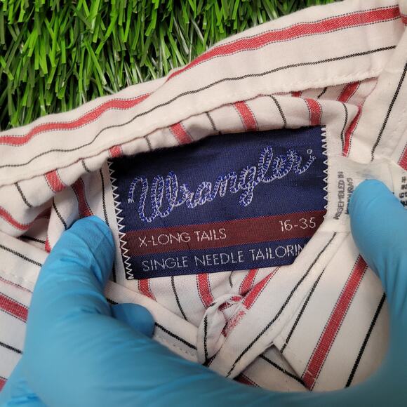 Vintage 80s Wrangler Pearl Snap Western Shirt Mens M 16-35 Relax Fit - Picture 11 of 12